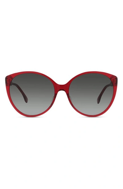 Shop Fendi The  Fine 59mm Round Sunglasses In Shiny Red / Gradient Smoke