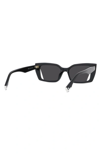 Shop Fendi The  Way 54mm Geometric Sunglasses In Shiny Black / Smoke