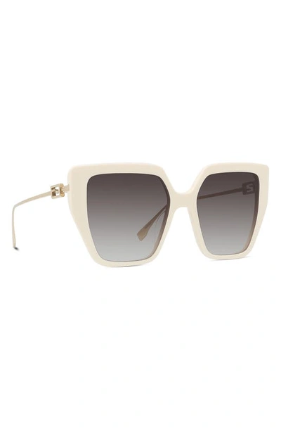 Shop Fendi Baguette 55mm Butterfly Sunglasses In Ivory / Gradient Brown