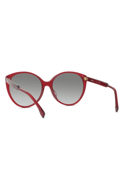 Shop Fendi The  Fine 59mm Round Sunglasses In Shiny Red / Gradient Smoke
