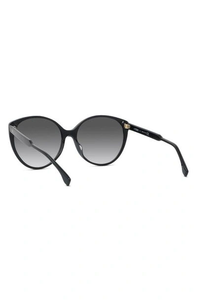 Shop Fendi The  Fine 59mm Round Sunglasses In Shiny Black / Gradient Smoke