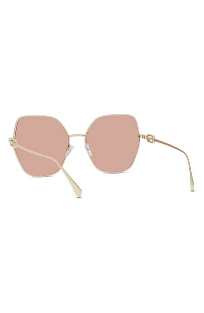 Shop Fendi The  Baguette 59mm Geometric Sunglasses In Shiny Gold / Bordeaux Mirror