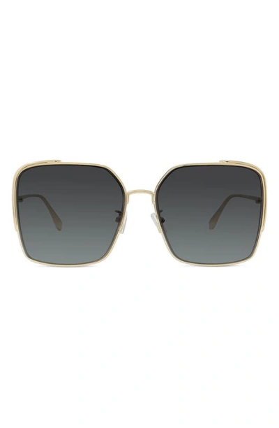 Shop Fendi The  O'lock 59mm Geometric Sunglasses In Shiny Gold/ Gradient Smoke
