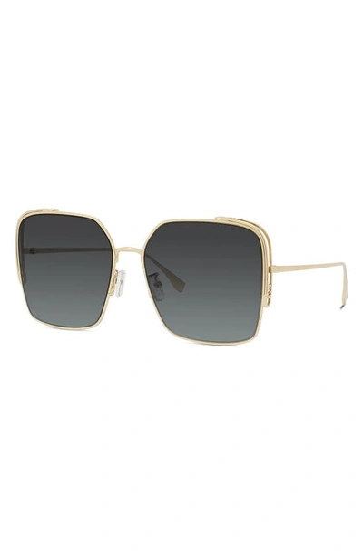 Shop Fendi The  O'lock 59mm Geometric Sunglasses In Shiny Gold/ Gradient Smoke