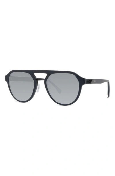 Shop Fendi The  Diagonal 54mm Polarized Pilot Sunglasses In Grey/ Other / Smoke Mirror