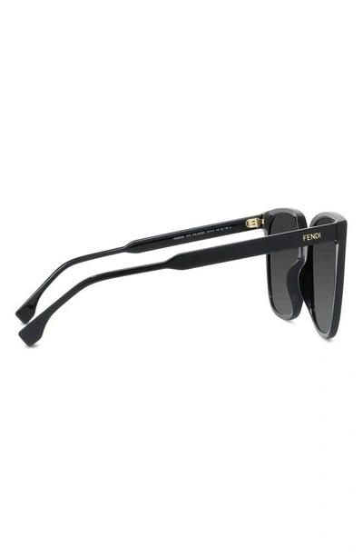 Shop Fendi The  Fine 59mm Geometric Sunglasses In Shiny Black / Smoke Polarized
