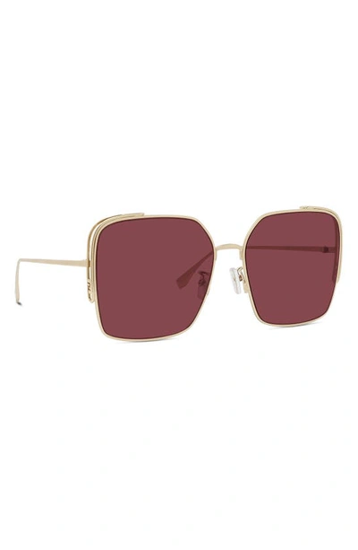 Shop Fendi The  O'lock 59mm Geometric Sunglasses In Shiny Gold/ Bordeaux