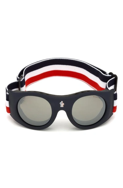 Shop Moncler 55mm City Goggles In Blue/ Other / Smoke Mirror