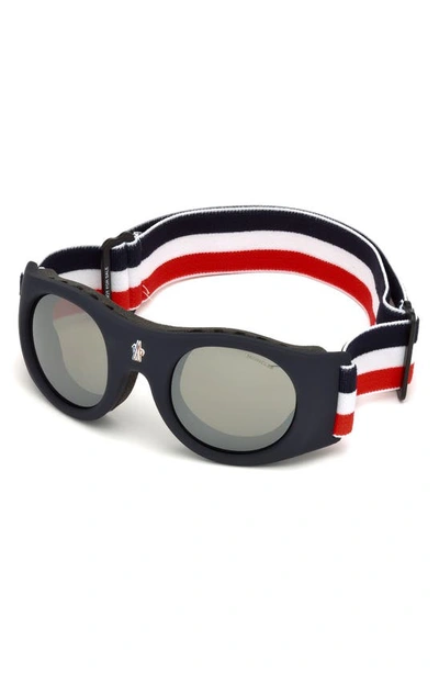 Shop Moncler 55mm City Goggles In Blue/ Other / Smoke Mirror
