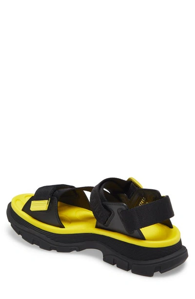 Shop Alexander Mcqueen Tread Slick Sandal In Black/ Pop Yellow