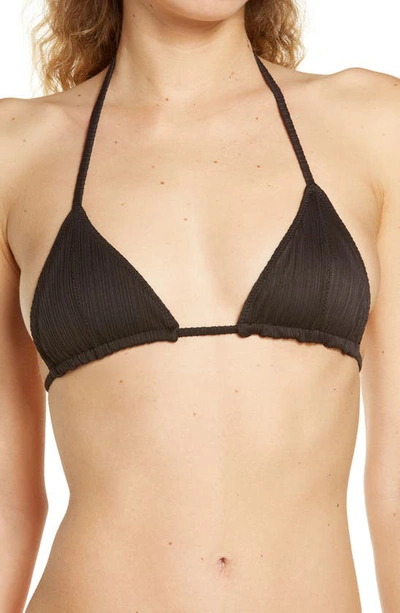 Shop Frankies Bikinis Phillipa Plissé Bikini Top In Black