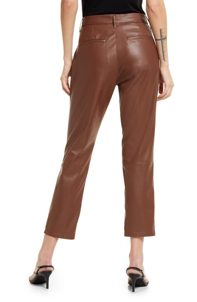 Shop Ag Caden Crop Faux Leather Pants In Dark Walnut