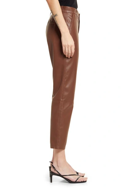 Shop Ag Caden Crop Faux Leather Pants In Dark Walnut