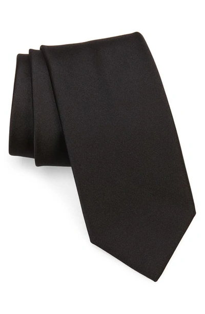 Shop Canali Solid Silk Tie In Black