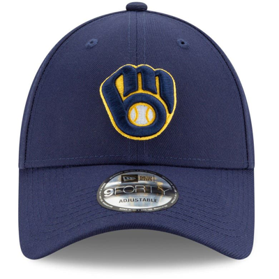 Shop New Era Navy Milwaukee Brewers Game The League 9forty Adjustable Hat