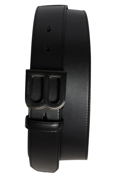 Shop Balenciaga Hourglass Logo Buckle Belt In Black