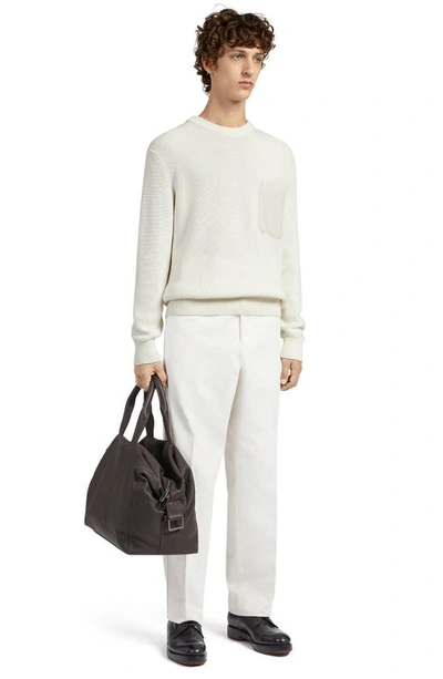 Zegna Crossover Silk-cashmere Crewneck Sweater In Nat Sld