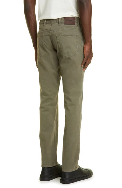 Shop Zegna Stretch Cotton Five-pocket Pants In Green