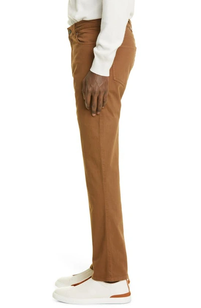 Shop Zegna Stretch Cotton Five-pocket Pants In Rust