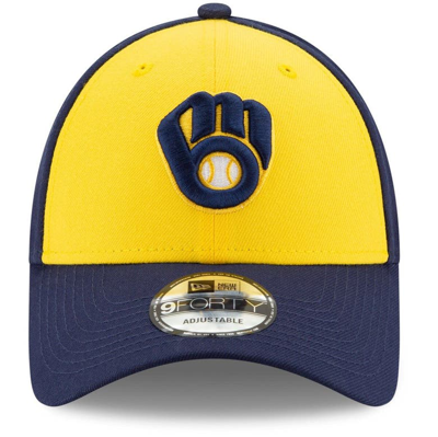 Shop New Era Gold/navy Milwaukee Brewers Alternate The League 9forty Adjustable Hat