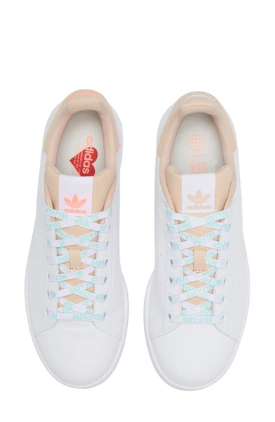 Shop Adidas Originals Primegreen Stan Smith Sneaker In White/ Halo Blush/ Acid Red