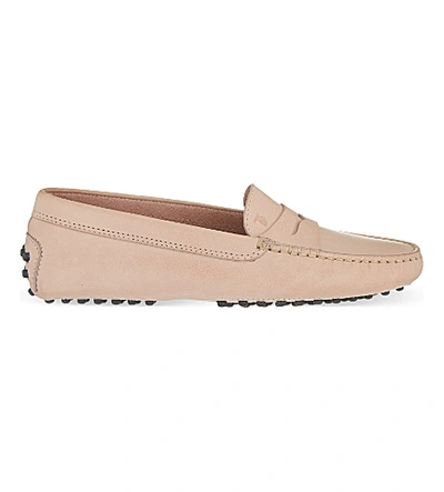 Tod's Mocassino Leather Loafers In Nude