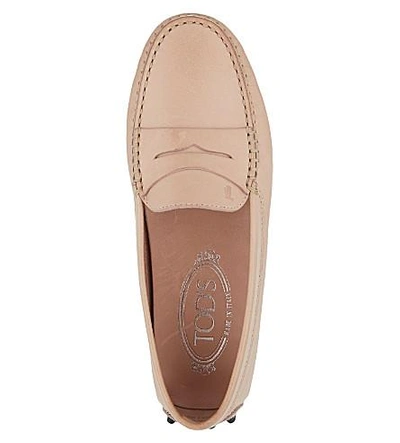 Shop Tod's Mocassino Leather Loafers In Nude