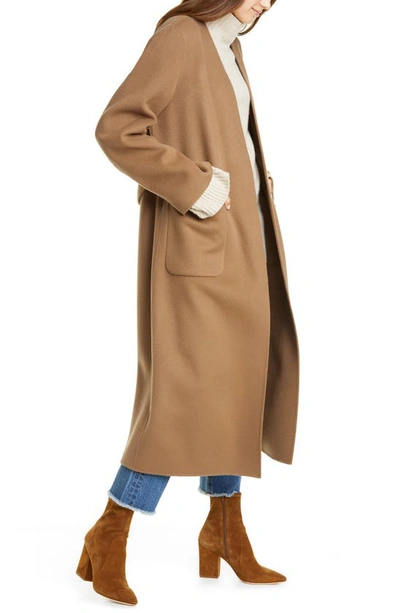 Frame Bell Double Face Wool & Cashmere Wrap Coat In Camel