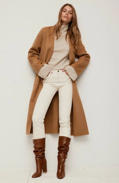 Frame Bell Double Face Wool & Cashmere Wrap Coat In Camel