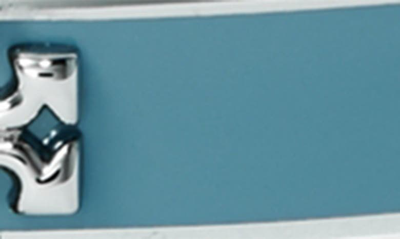Tory Burch Kira Enamel Hinge Bracelet In Tory Silver / Lanai Blue