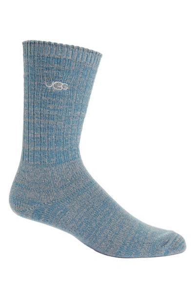 Shop Ugg Trey Rib Crew Socks In Honor Blue