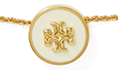 Shop Tory Burch Kira Enamel Pendant Necklace In Tory Gold / New Ivory