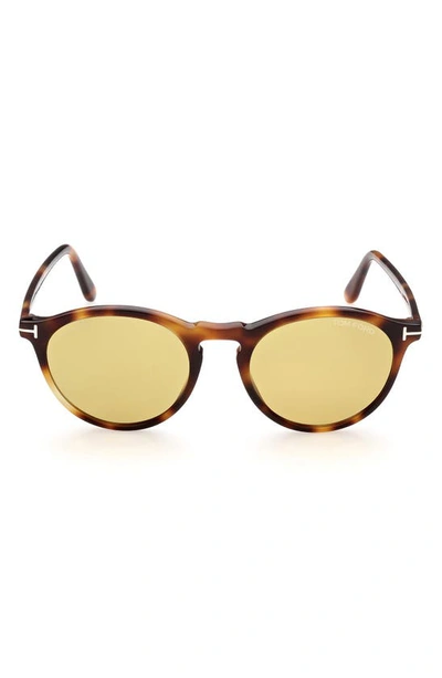 Shop Tom Ford 52mm Polarized Round Sunglasses In Cool Havana/ Brown