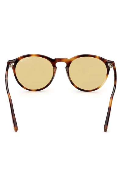 Shop Tom Ford 52mm Polarized Round Sunglasses In Cool Havana/ Brown