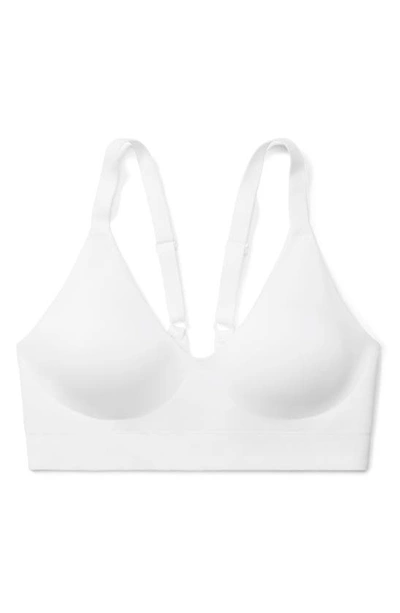 True & Co. Soft Form V Neck Adjustable Strap Bra In White