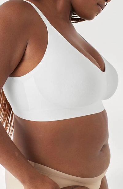 True & Co. Soft Form V Neck Adjustable Strap Bra In White
