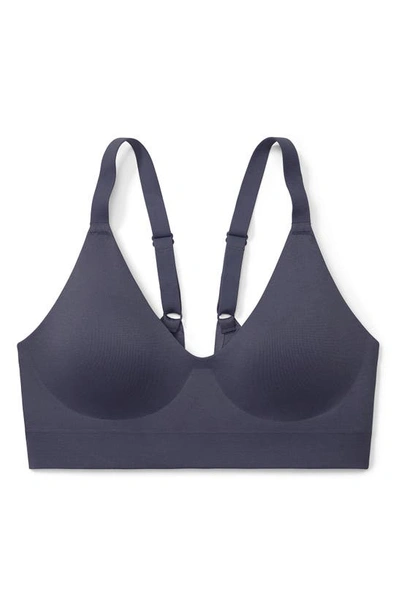 True & Co. Soft Form V Neck Adjustable Strap Bra In Nightfall