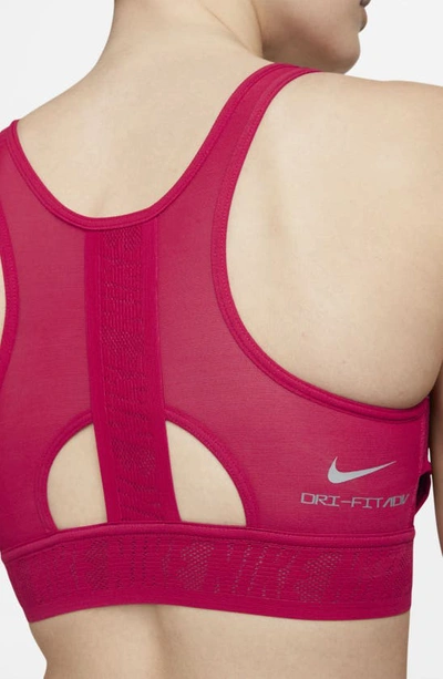 Shop Nike Dri-fit Swoosh Ultrabreathe Sports Bra In Mystic Hibiscus/ Particle Grey