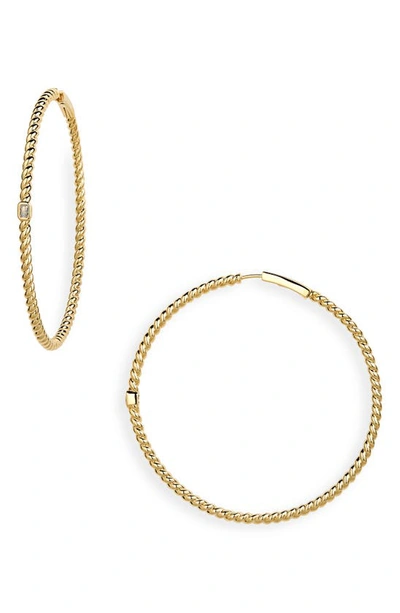 Nadri Pave Inside Out Hoop Earrings In 18k Gold Plated Or Rhodium Plated In Gold