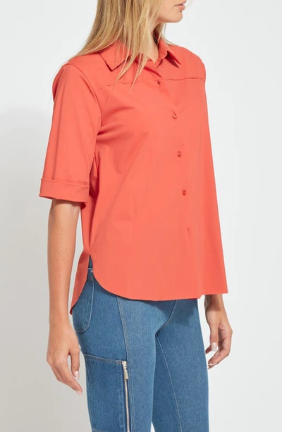 Shop Lyssé Josie Button-up Shirt In Spicy Coral