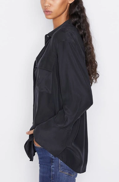 Shop Frame Boyfriend Silk Blouse In Noir