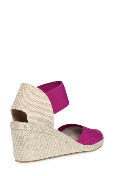 Anne Klein Zoey Womens Canvas Ankle Strap Espadrille Heels In Fushia