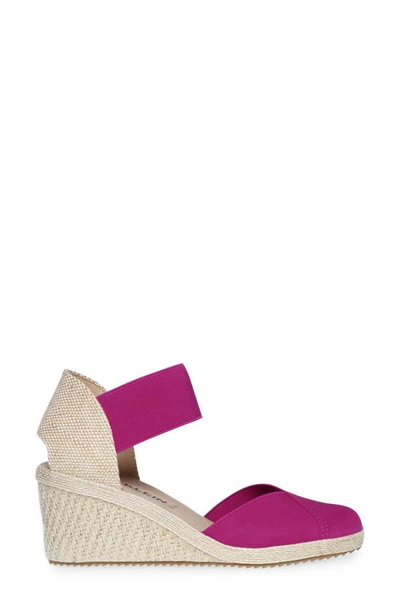 Anne Klein Zoey Womens Canvas Ankle Strap Espadrille Heels In Fushia