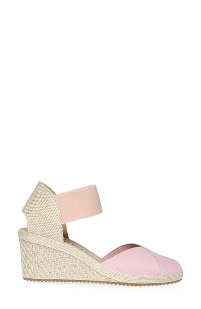 Anne Klein Zoey Womens Canvas Ankle Strap Espadrille Heels In Blush