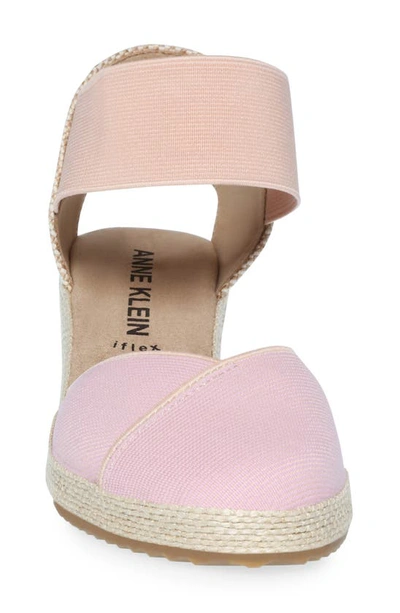 Anne Klein Zoey Womens Canvas Ankle Strap Espadrille Heels In Blush