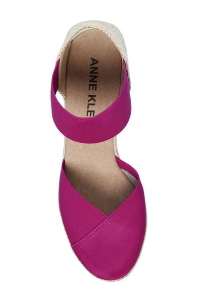Anne Klein Zoey Womens Canvas Ankle Strap Espadrille Heels In Fushia