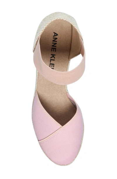 Anne Klein Zoey Womens Canvas Ankle Strap Espadrille Heels In Blush