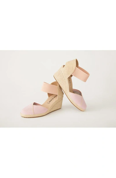 Anne Klein Zoey Womens Canvas Ankle Strap Espadrille Heels In Blush