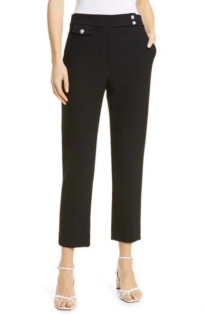Veronica Beard Renzo Embossed Button Detail Trousers In Black