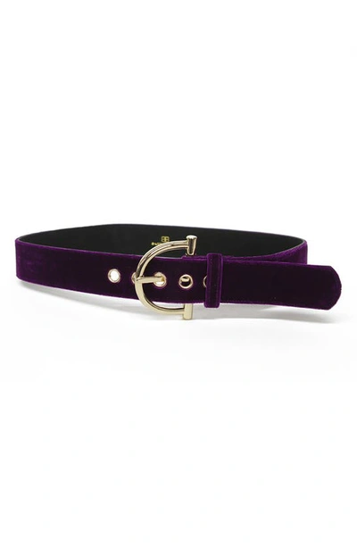 Shop B-low The Belt Blake Velvet Belt In Purple/ Gold